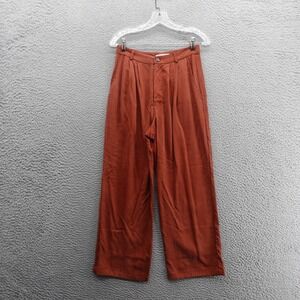 Reformation Mason Pleated‎ Pants Size 6 Petite Rust Brown Tencel Womens Wide Leg